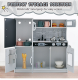 Kid's Pretend Play Kitchen Toddler Kitchen Playset with Blackboard White, unassembled