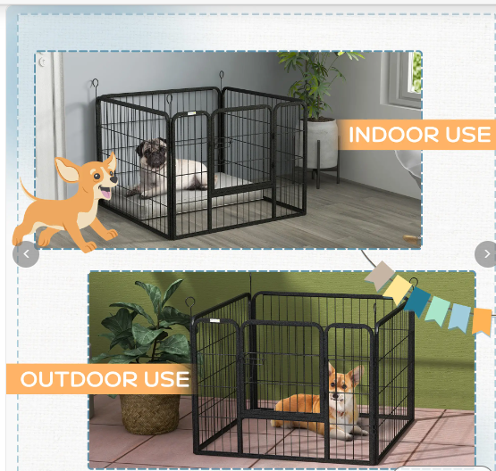 PawHut Metal Pet Playpen with Gate Indoor Outdoor for Small Animal (1 Box)