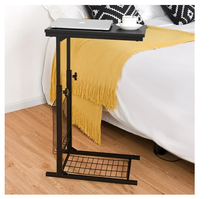 Rolling Height Adjustable Sofa End Side Table