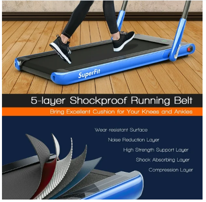 SPECIAL- SuperFit 2.25HP 2-in-1 Folding Under Desk Treadmill with APP Speaker-Blue (Max265 LBS)