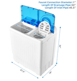 26 LBS Twin Tub Portable Washing Machine with Built-In Drain Pump- Blue/White