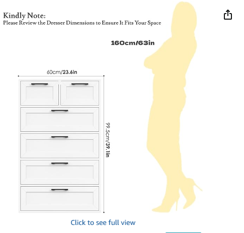6 Drawer White Dresser, Tall White Dresser with Large Storage Space (Scratch and Dent)