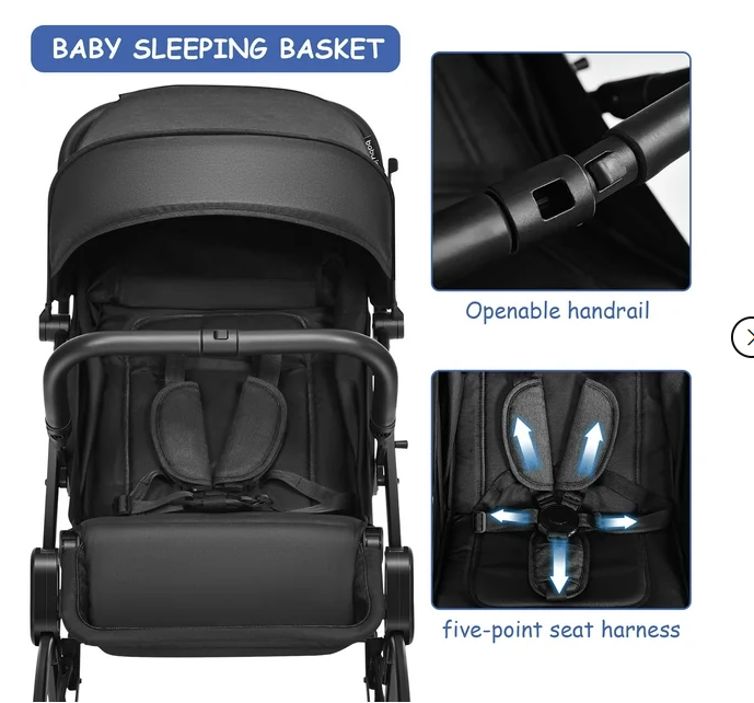 Foldable Compact Travel Stroller Baby Carriage with Pop Out Sun Visor, Scratch and Dent