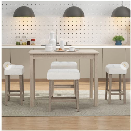 Set of 2 - Modern Counter Height Bar Stools with Rubber Wood Legs, BEIGE