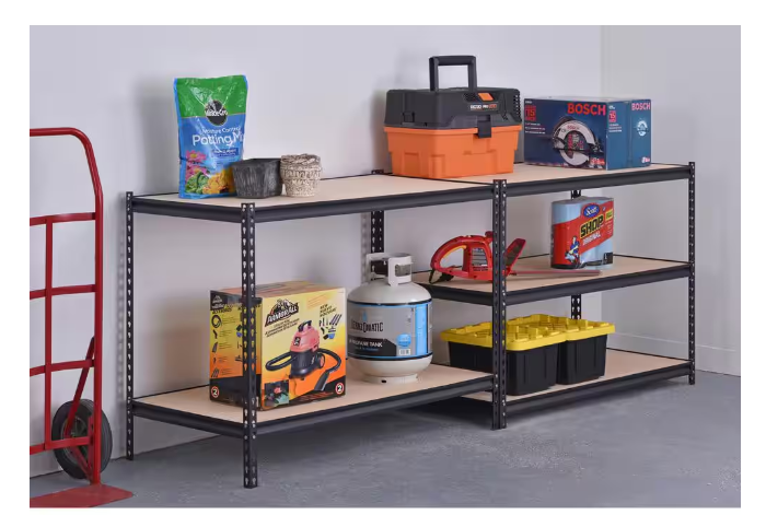 5-Tier Heavy Duty Steel Garage Storage Shelving Unit in Black - Unassembled