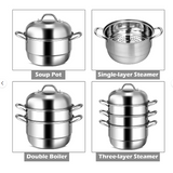 3 Tier 11 Inch Stainless Steel Steamer Set Cookware Pot Saucepot Double Boiler