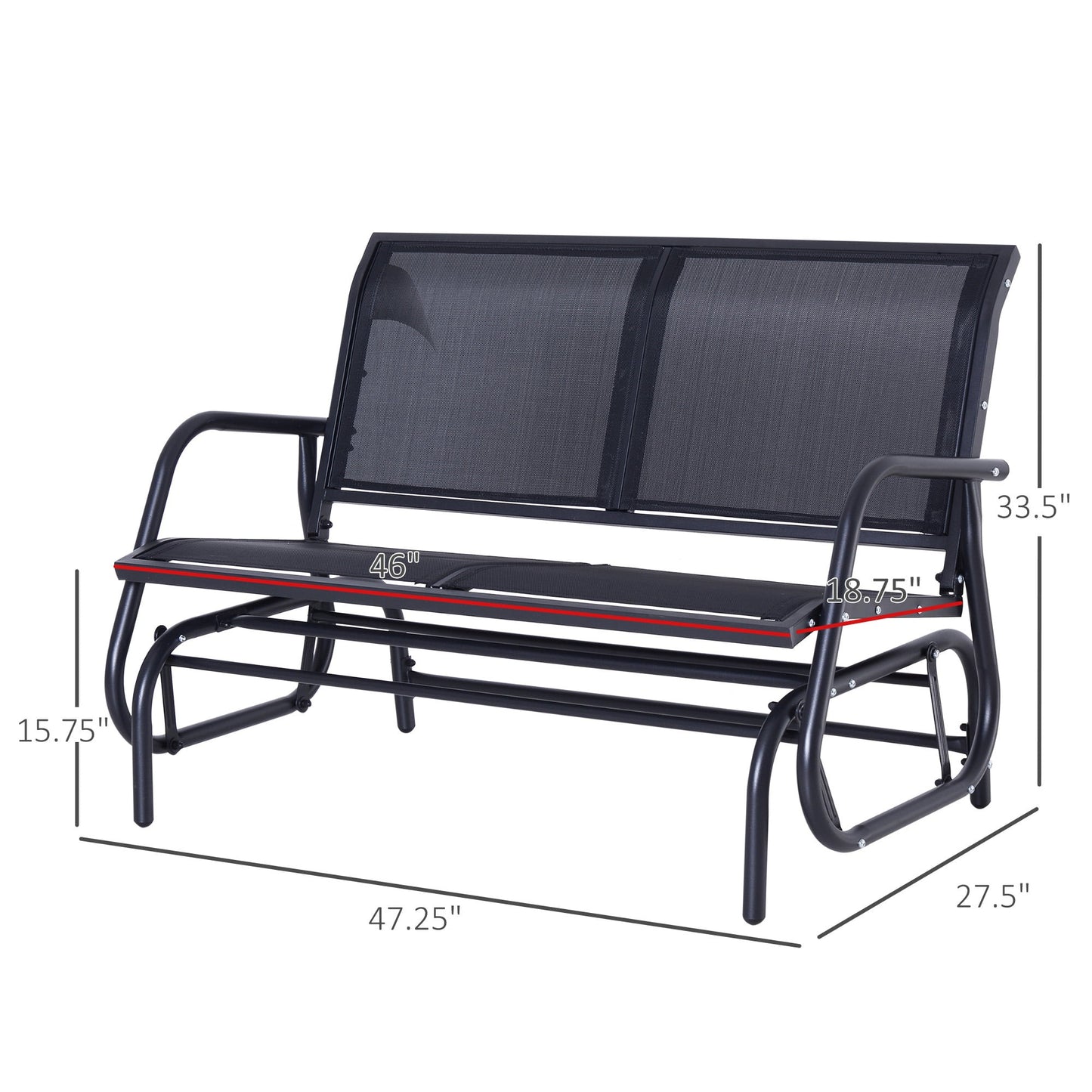 Outsunny All Weather Steel Outdoor Glider Bench - Black *UNASSEMBLED/IN BOX*