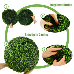 15.7" Artificial Boxwood Topiary Balls UV Protected Indoor Outdoor