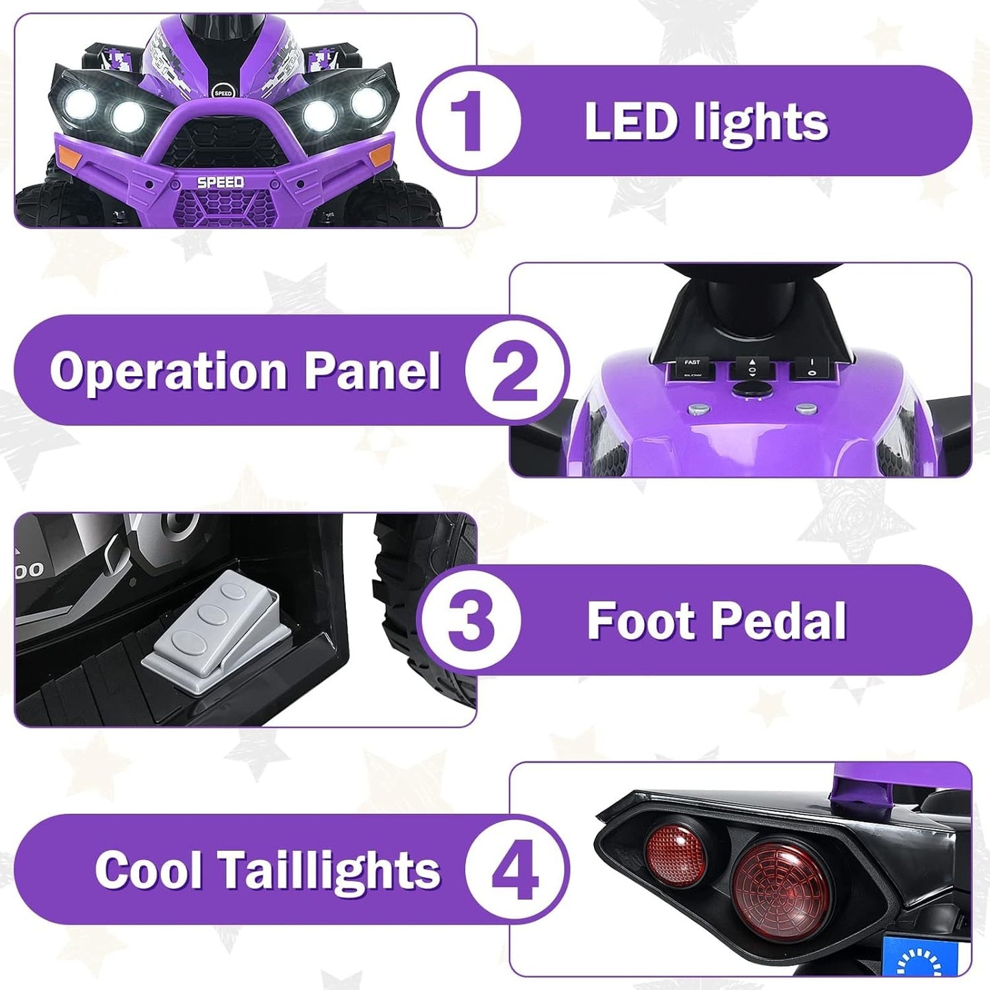INFANS Ride on ATV, 12V 4 Wheeler Battery Powered Toy Car for Toddlers