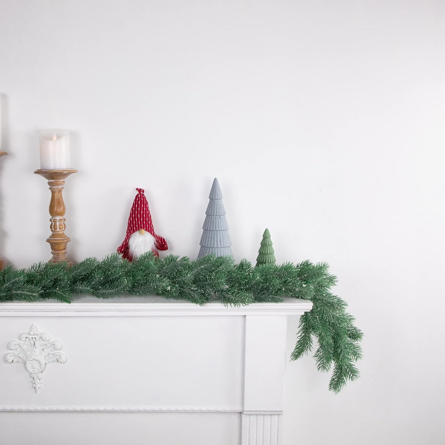 Northlight 76" x 7" Frosted and Dusted Green Pine Artificial Christmas Garland - Unlit