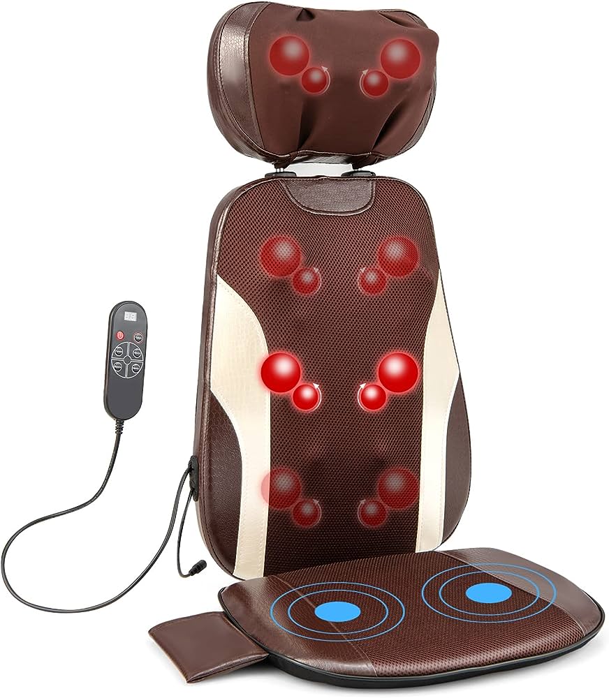 Back Massage Chair Pad Back Massage Seat Massage Cushion for Home Office, Brown