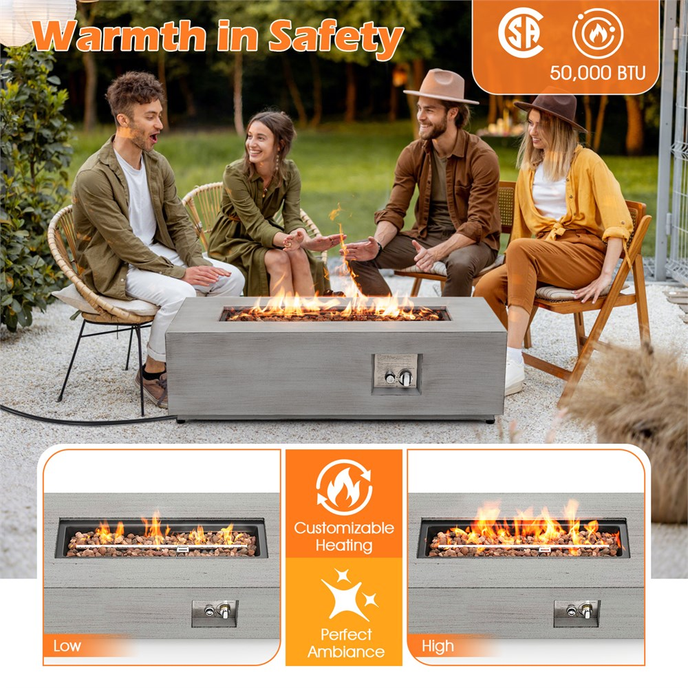 42 Inch 50 000 BTU Outdoor Rectangular Fire Table with Tank Holder (Scratch and Dent)