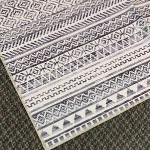 Grey Tribal Banded Washable 3`x5`Area Rug