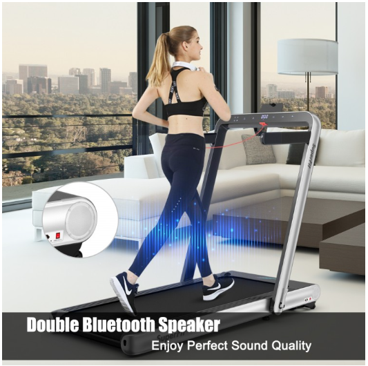 *CLEARANCE SPECIAL* 4.75HP 2 In 1 Folding Treadmill with Remote APP Control-Silver (I Box) (Copy)