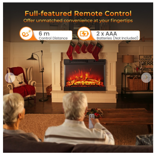 24 Inches 3-Sided Glass Electric Fireplace Heater with Remote Control
