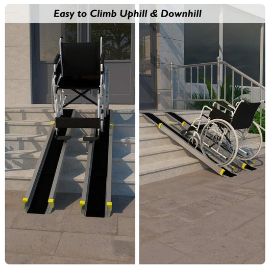 Adjustable  Wheelchair  Aluminum Ramp, with safety channels