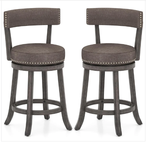 Set of 2 - 26" Bar Stools Set, Swivel Counter Height Bar Chairs with Footrest [Scratch and Dent] (Assembled)