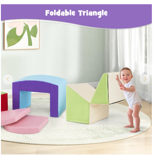 6 Pieces Foam Climbing Blocks Soft Play Climbing for Toddlers with Tunnel (Customer Return)