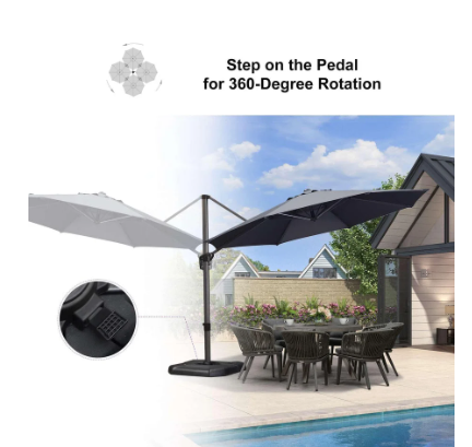 11 FT Outdoor Patio Umbrella with 360° Rotation and Adjustable Tilt-OURS IS BEIGE, FULLY ASSEMBLED
