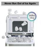 26lbs/24h Portable Countertop Ice Maker Machine with Scoop -Silver