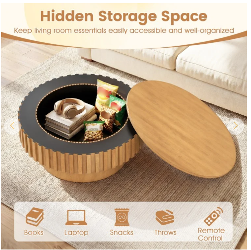 Round Coffee Table with Hidden Compartment
