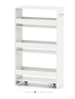 4-Tier Rolling Storage Cart Slim Kitchen Cart on Wheels with Open Shelves and Handle- White (Assembled)