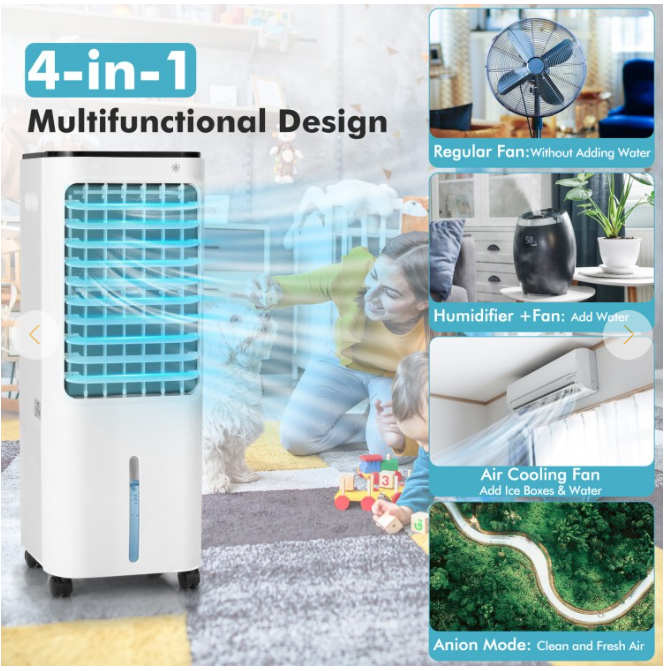 4-in-1 Evaporative Air Cooler with 12L Water Tank - Scratch and Dent