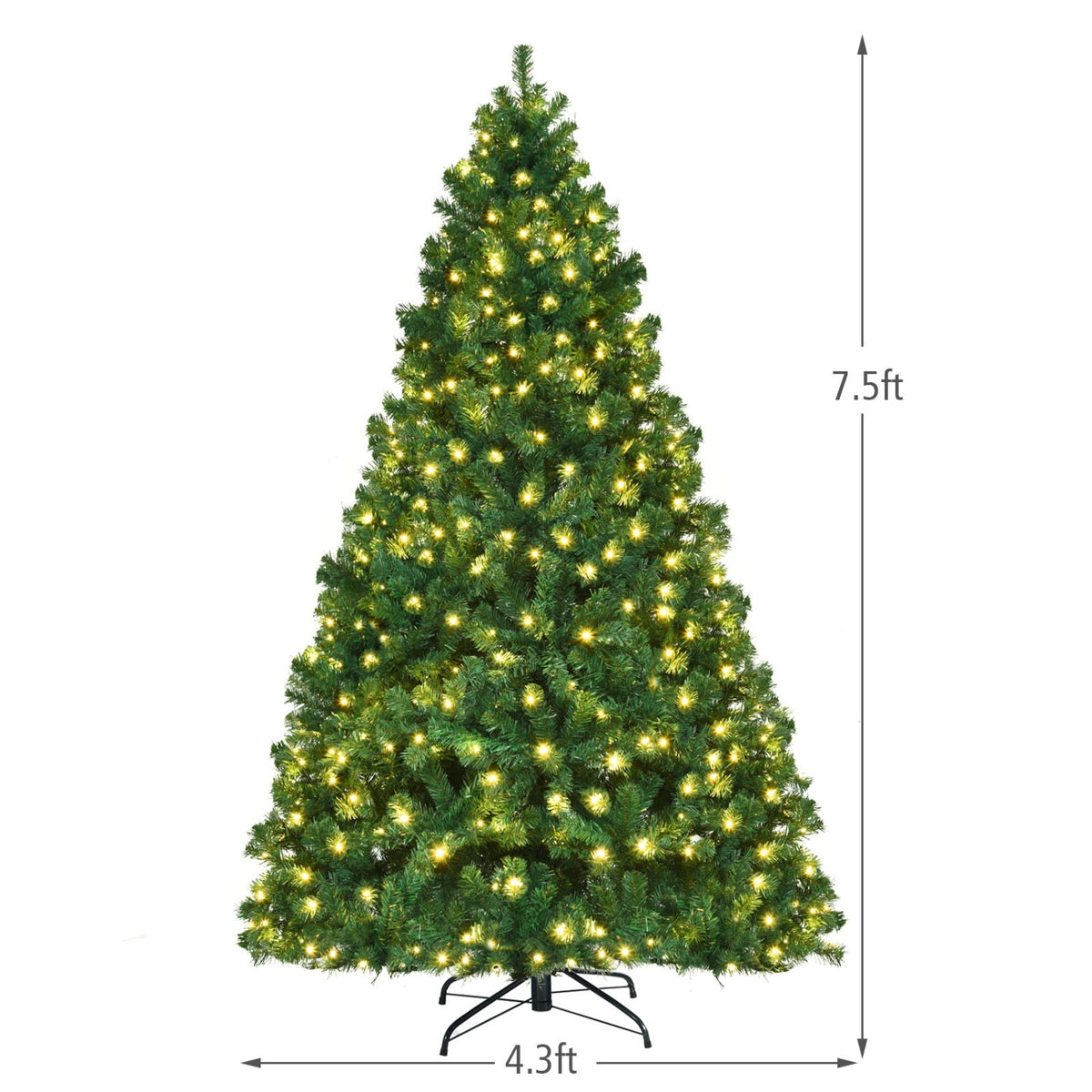 7.5 Feet PVC Artificial Christmas Tree with LED Lights-7.5 ft - FINAL SALE