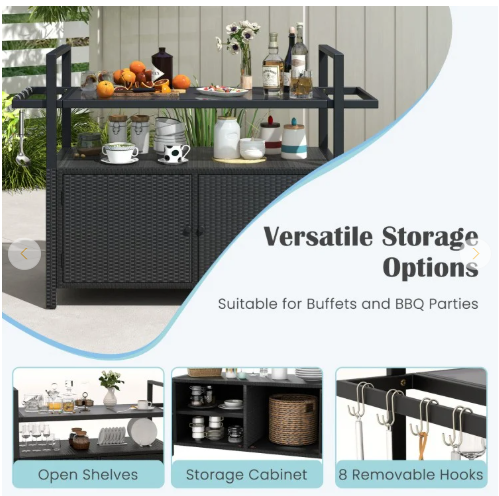 Bar Cart,  Wicker Buffet Serving Cart,  MISSING MAGNET