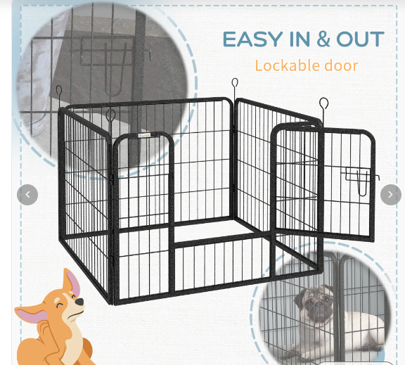 PawHut Metal Pet Playpen with Gate Indoor Outdoor for Small Animal (1 Box)