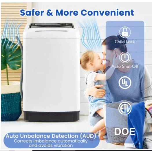 Full-Automatic Washing Machine Washer and Spin Combo, 11lbs Capacity, Drain Pump, Grey