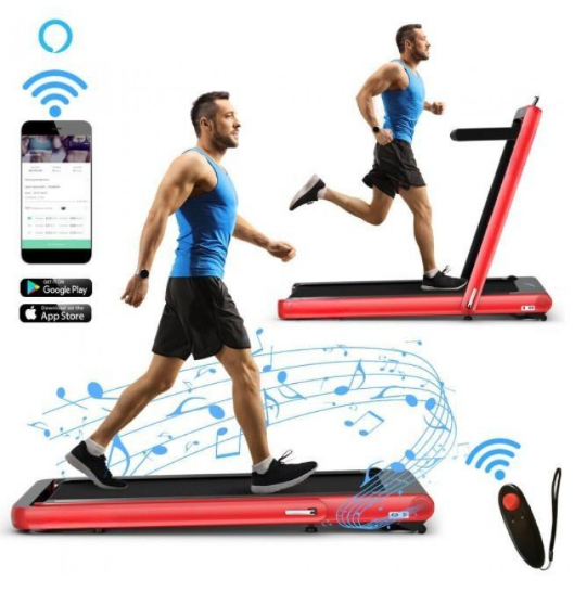 *CLEARANCE SPECIAL* 4.75HP 2 In 1 Folding Treadmill with Remote APP Control-RED (I Box)