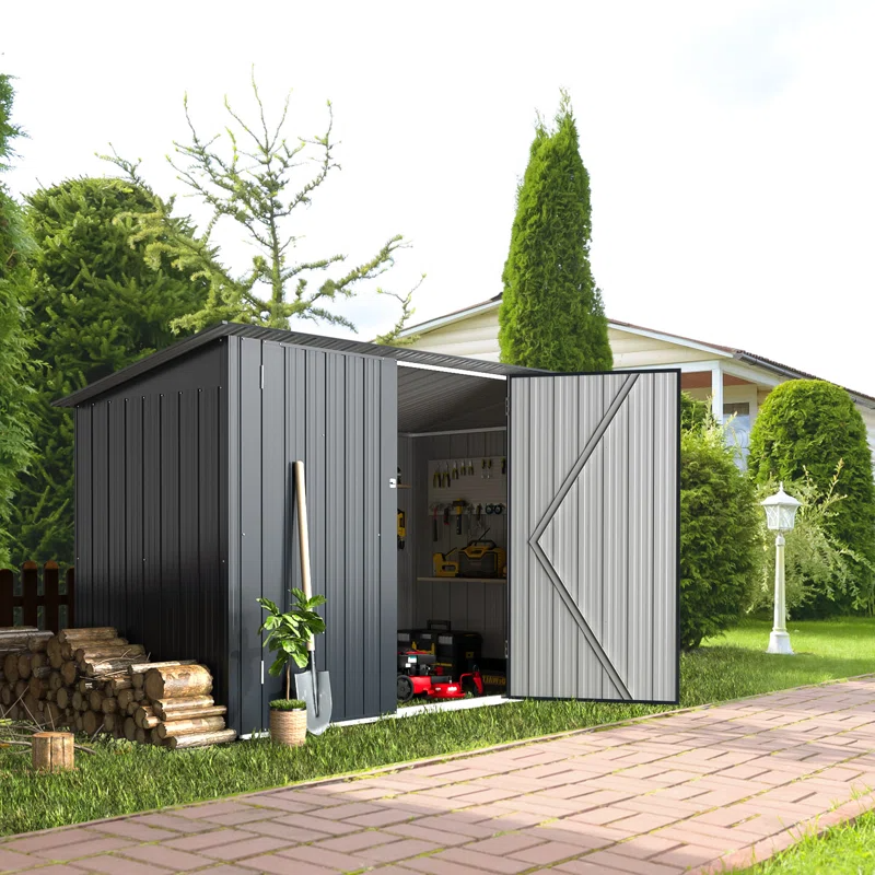 7 ft. W x 3 ft. D Metal Horizontal Storage Shed, 1 box, unassembled