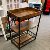 Rustic Charm Serving Cart with removable tray, fully assembled