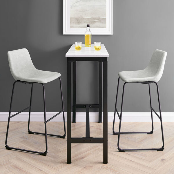 2 piece set, 30" Industrial Faux Leather Barstools in Grey  - Walker Edison