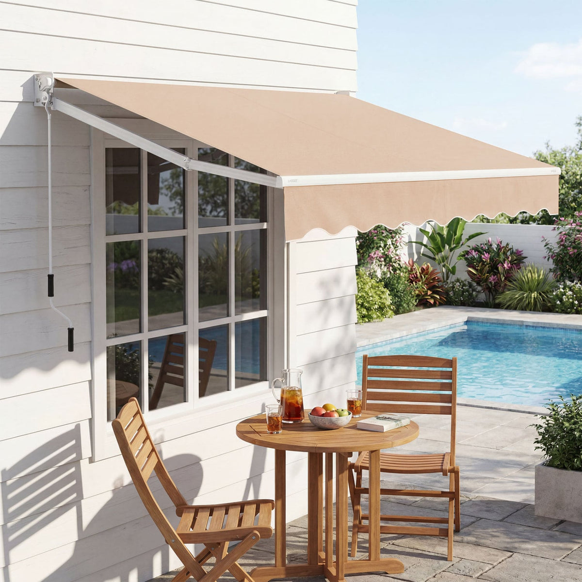 TEST NOT FOR SALE 8FT × 6.5FT Retractable Aluminum Patio Sun Awning-Beige