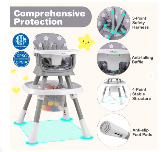 16-in-1 Convertible Baby High Chair for Babies and Toddlers