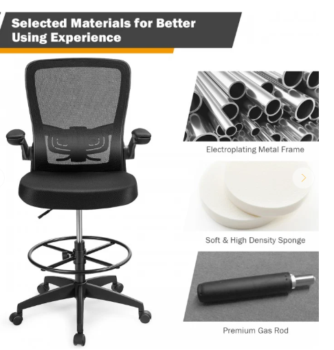 Adjustable Height Mid Back Mesh Drafting Office Chair