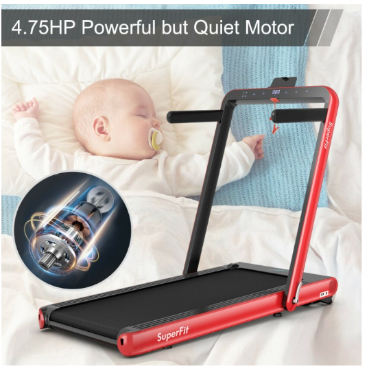 *CLEARANCE SPECIAL* 4.75HP 2 In 1 Folding Treadmill with Remote APP Control-RED (I Box)