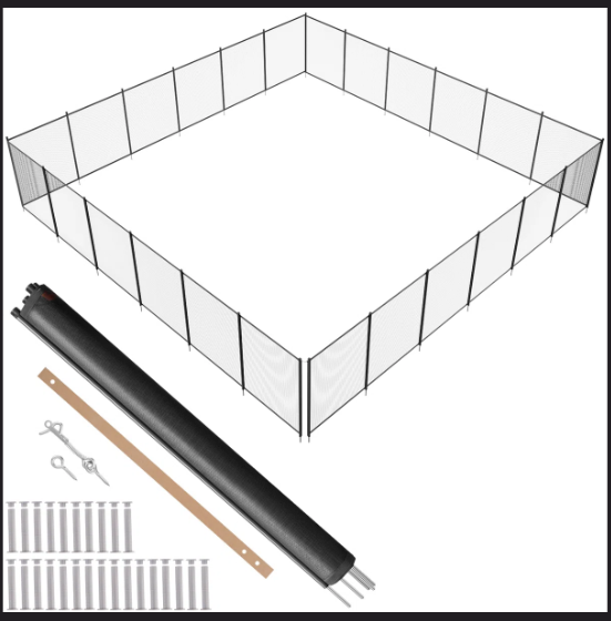Set of 2 - 12'L x 4'H each, Pool Fence for Inground Pools (2 Boxes) - Customer Return