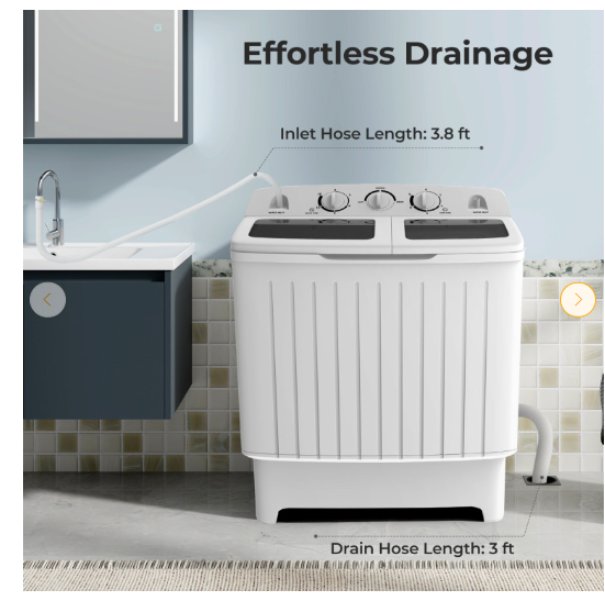 20 lbs Portable Washing Machine with Built-in Gravity Drain