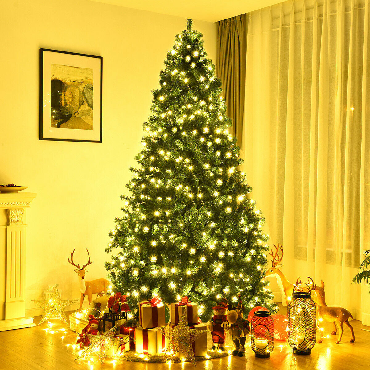 8 Feet PVC Artificial Christmas Tree with LED Lights-8 ft - FINAL SALE