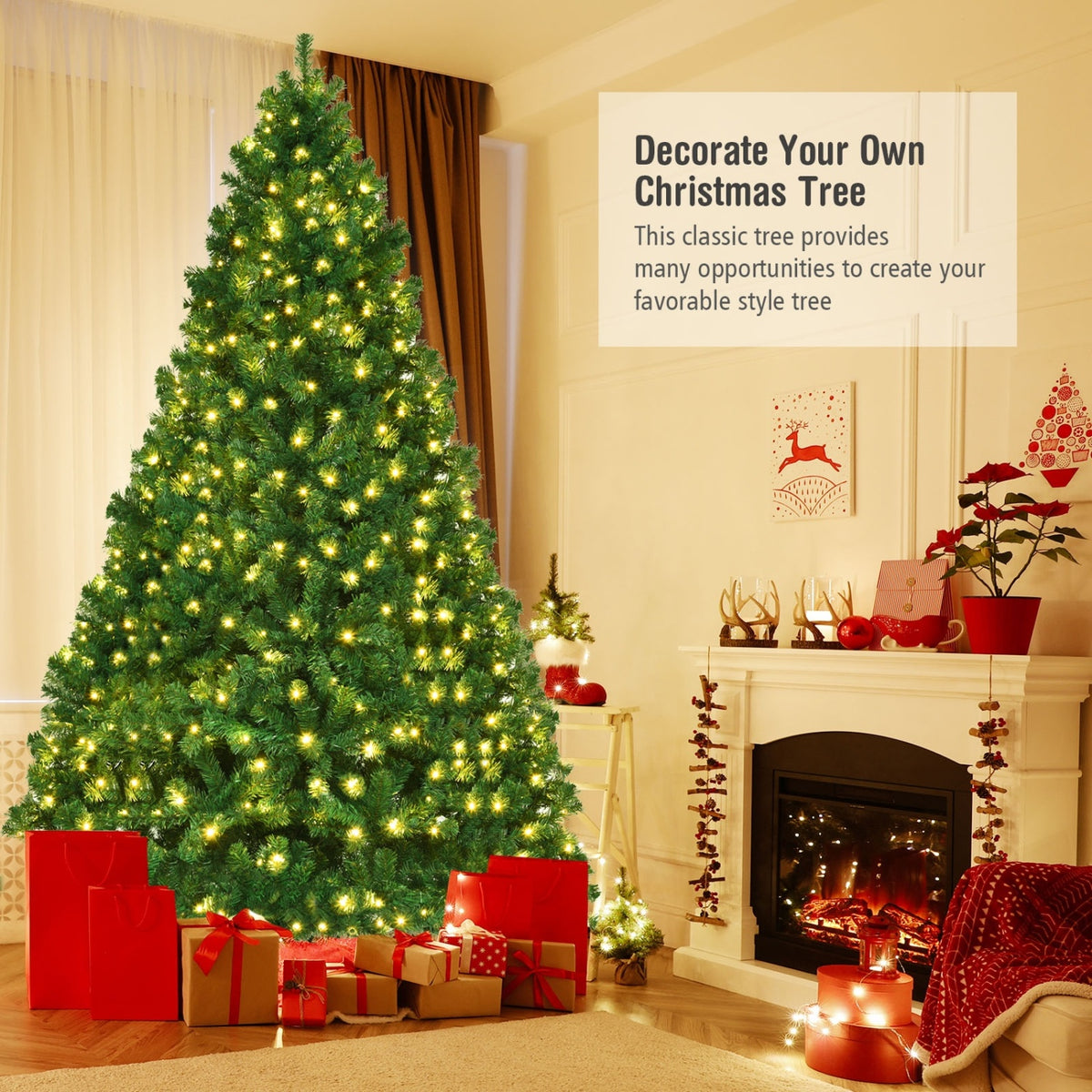 8 Feet PVC Artificial Christmas Tree with LED Lights-8 ft - FINAL SALE