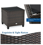 3PCS Patio Rattan Furniture Set Cushioned Conversation Set Coffee Table Navy (1 Box-unassembled)