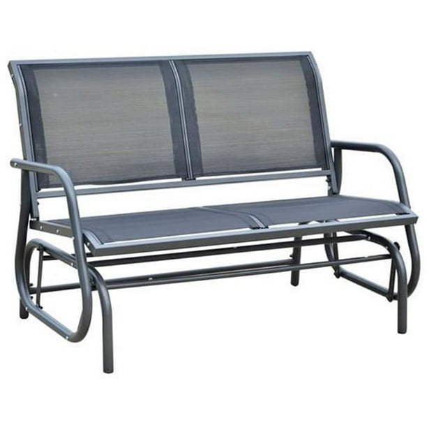 Outsunny All Weather Steel Outdoor Glider Bench - Black *UNASSEMBLED/IN BOX*