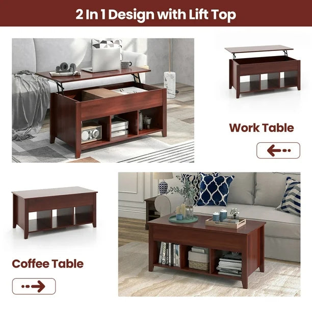 Lift Top Coffee Table with Hidden Storage Compartment-Brown*fully assembled* (Scratch and Dent)