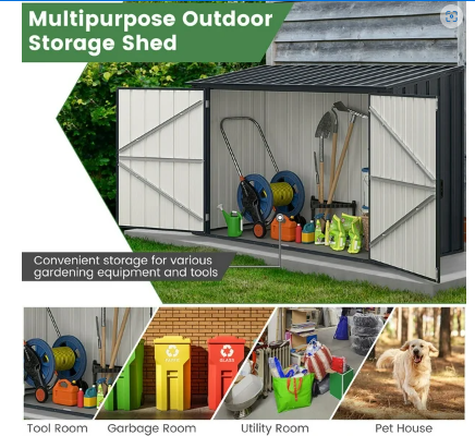 6.3 x 2.6 FT Metal Outdoor Storage Shed w/ Lockable Door Hydraulic Gas Rod _ Customer Return