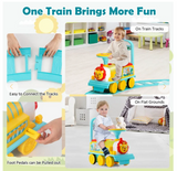 SPECIAL - 6V Electric Kids Ride On Car Toy Train with 16 Pieces Tracks-Blue - Assembly Required