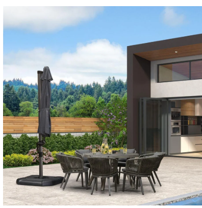 11 FT Outdoor Patio Umbrella with 360° Rotation and Adjustable Tilt-OURS IS BEIGE, FULLY ASSEMBLED