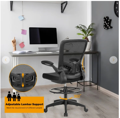 Adjustable Height Mid Back Mesh Drafting Office Chair